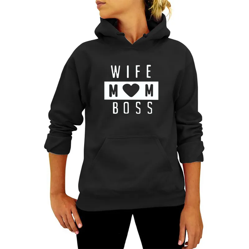 Women Fashion Casual Solid Color Mom Letter Printed Hoodies - Image 8