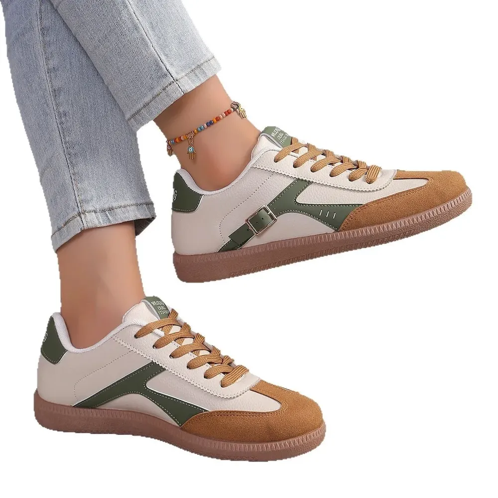 Women Casual Vintage Contrast Flat Sneaker - Image 5