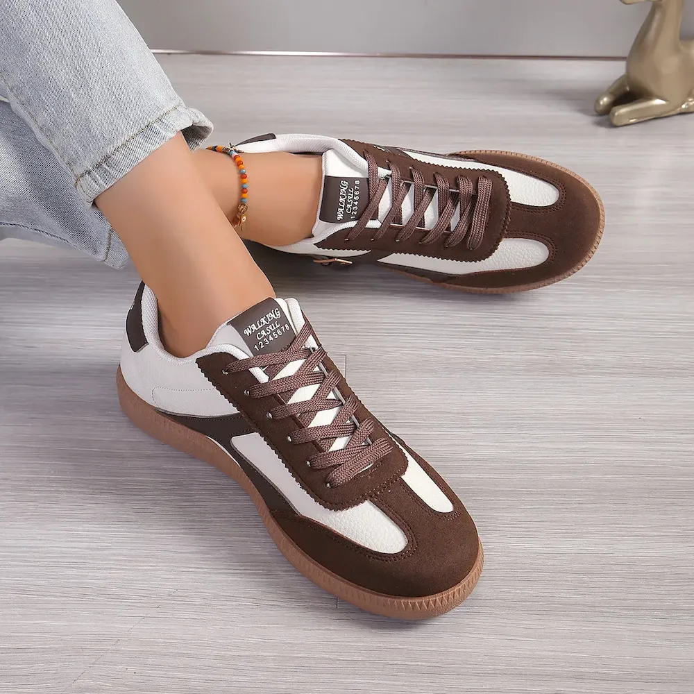 Women Casual Vintage Contrast Flat Sneaker - Image 7