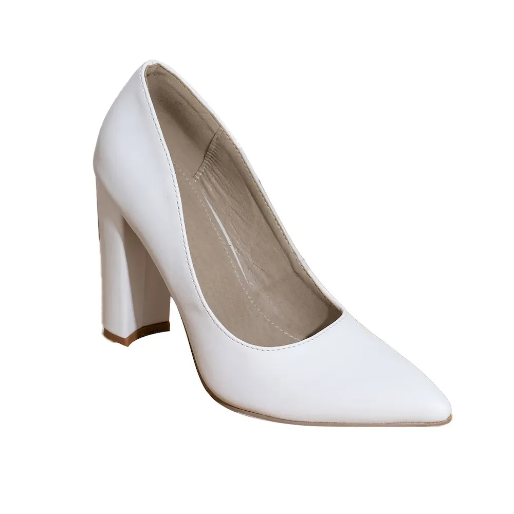 Women Fashion Simple Solid Color Pointed Toe Thick High-Heeled Shoes - Image 5