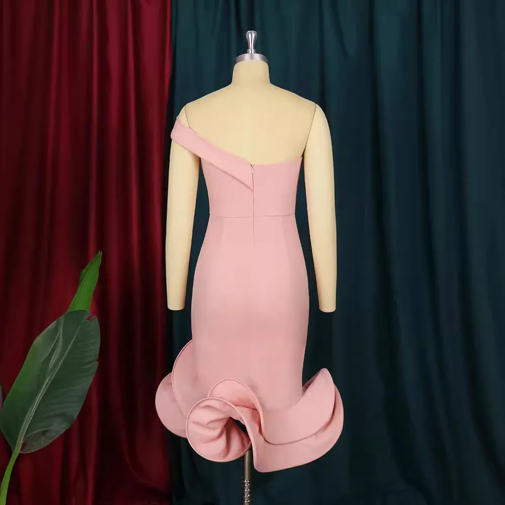 Women Fashion Sexy Solid Color Irregular Off Shoulder Backless Party Dress - Image 4