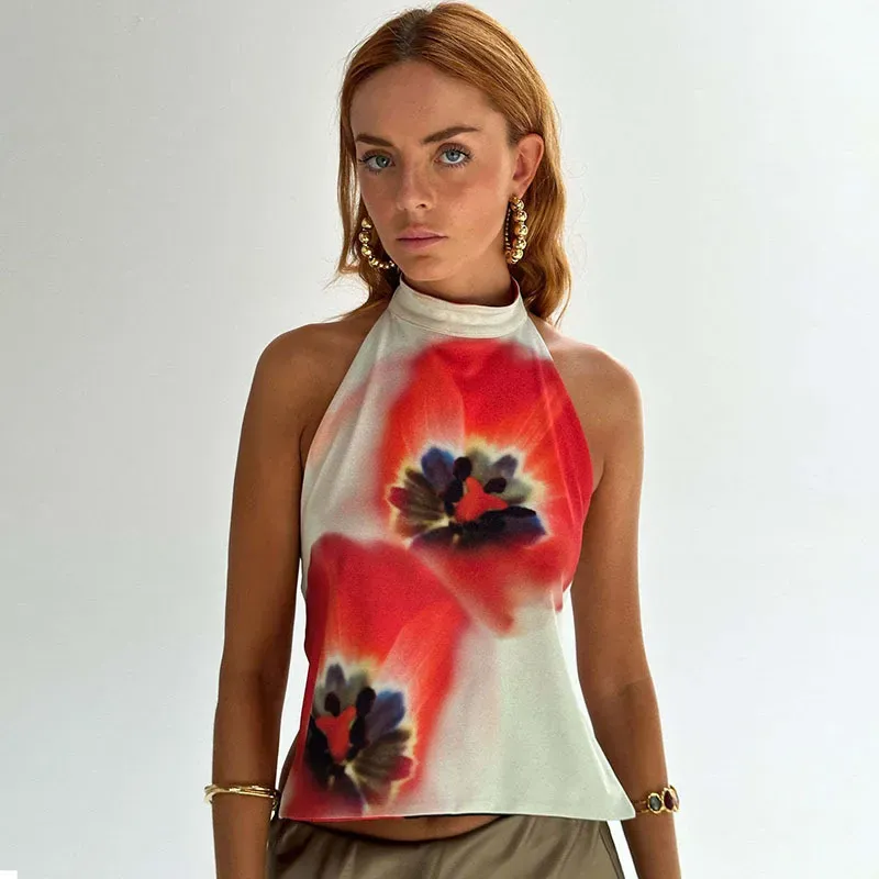 Women Summer Sleeveless Halter Neck Top