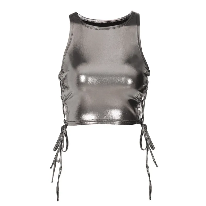Women Fashion Sexy Side Strap Sleeveless Cropped Top - Image 5