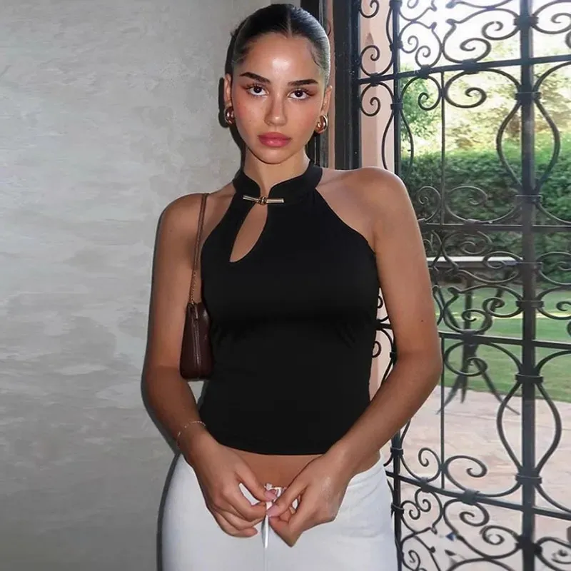 Women Vintage Solid Color Tank Top