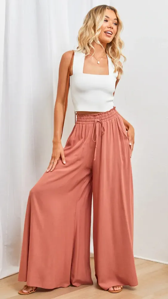 Spring And Summer Casual Wide Leg Loose Casual Women Solid Pants - Image 9
