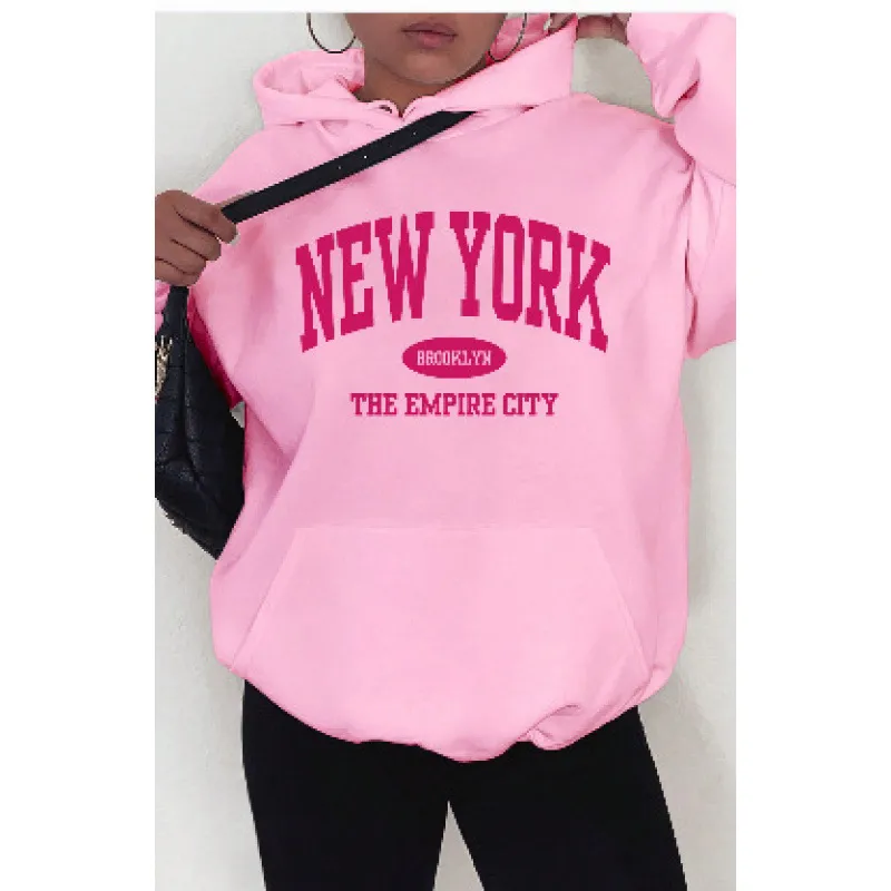 Casual Fashion Printed Loose Fleece-Lined Hoodie - Image 40