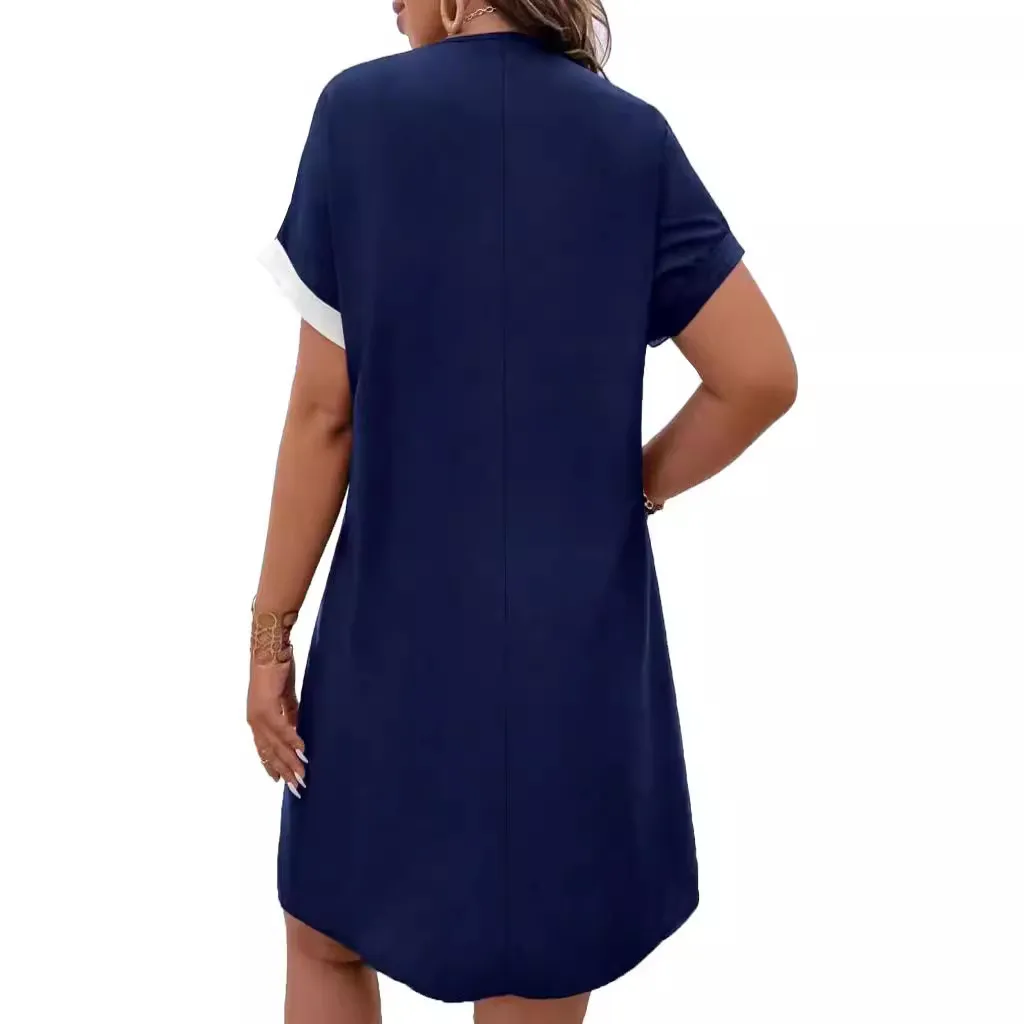 Women Fashion Casual Floral Printed Round Neck Short-Sleeve Dress - Image 4