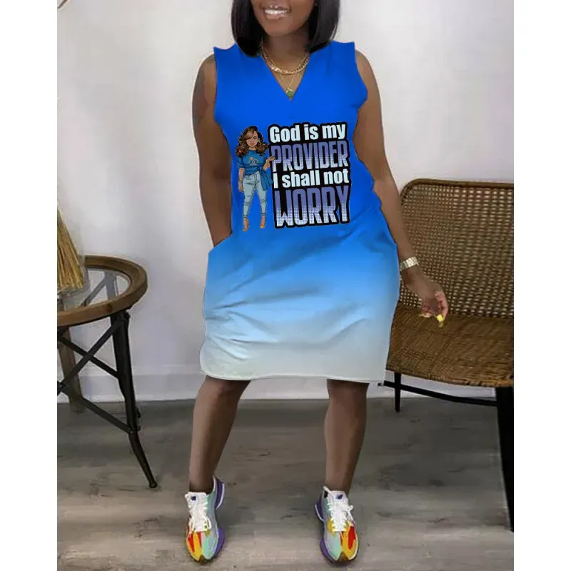 Women Fashion Casual V-Neck Sleeveless Loose Dress - Image 10