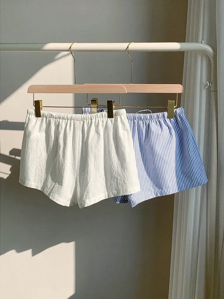 Casual Women Summer Stripe Drawstring Shorts - Image 3