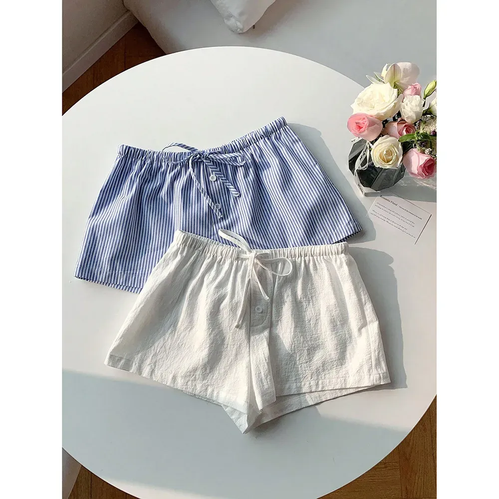 Casual Women Summer Stripe Drawstring Shorts - Image 6