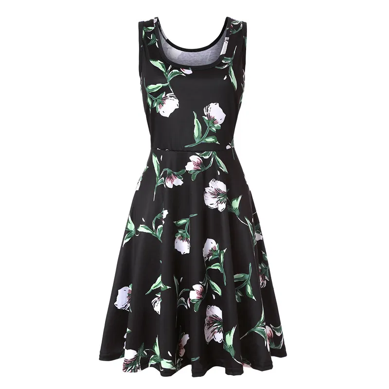 Women Fashion Casual Printed Round Neck Sleeveless Loose Dress - Image 13