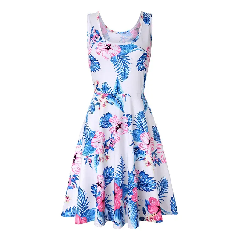 Women Fashion Casual Printed Round Neck Sleeveless Loose Dress - Image 14