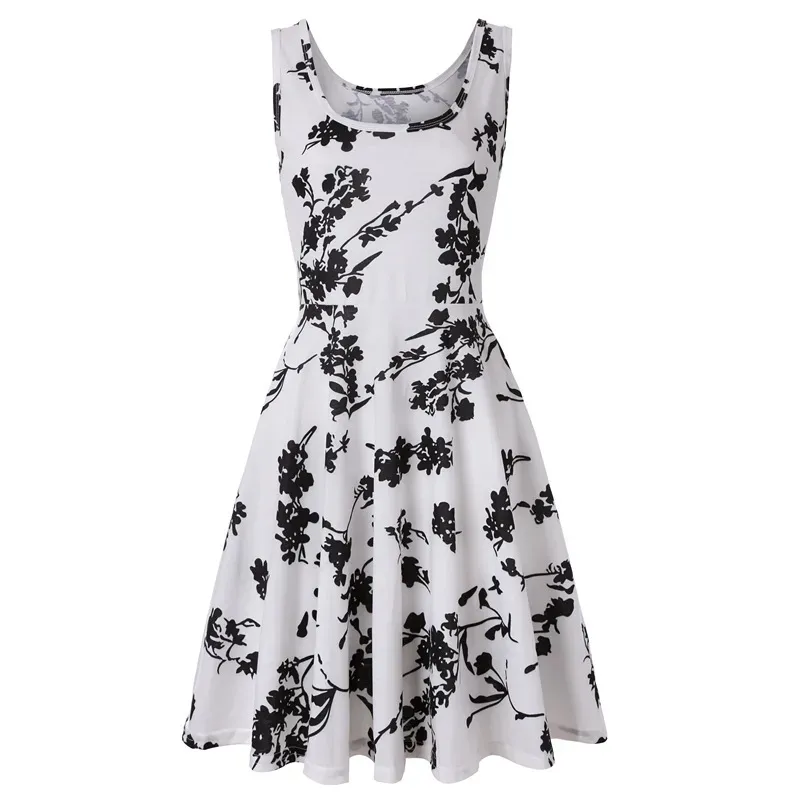 Women Fashion Casual Printed Round Neck Sleeveless Loose Dress - Image 18