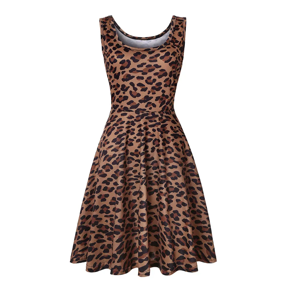 Women Fashion Casual Printed Round Neck Sleeveless Loose Dress - Image 20