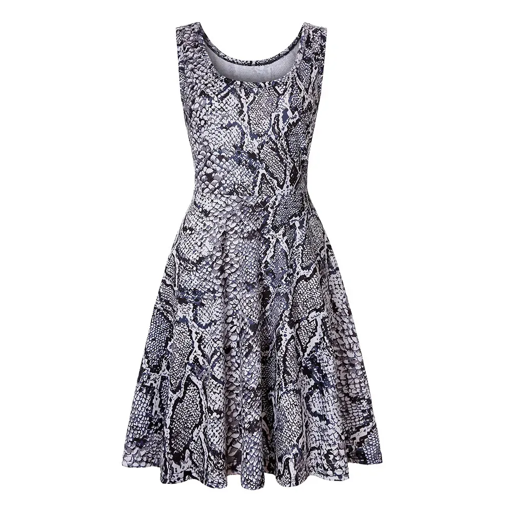 Women Fashion Casual Printed Round Neck Sleeveless Loose Dress - Image 21