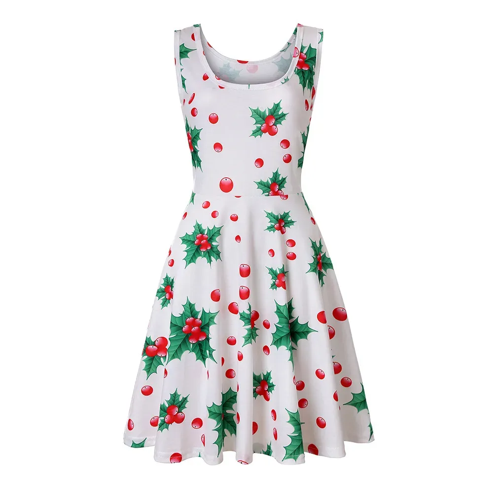 Women Fashion Casual Printed Round Neck Sleeveless Loose Dress - Image 25