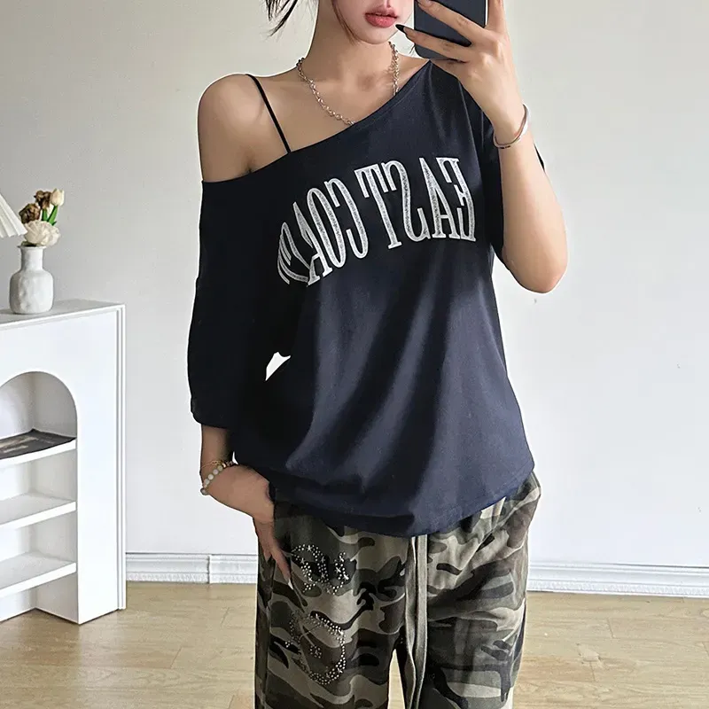 Summer Women Street Fashion Letter Print Short Sleeve T-Shirt - Image 3