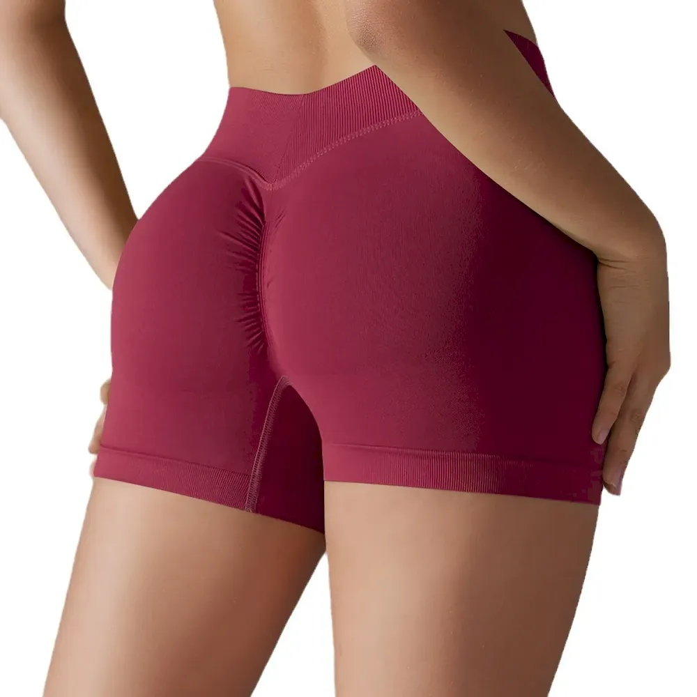 Women Fashion Sexy Solid Color Seamless Tight Yoga Sports Shorts - Image 4