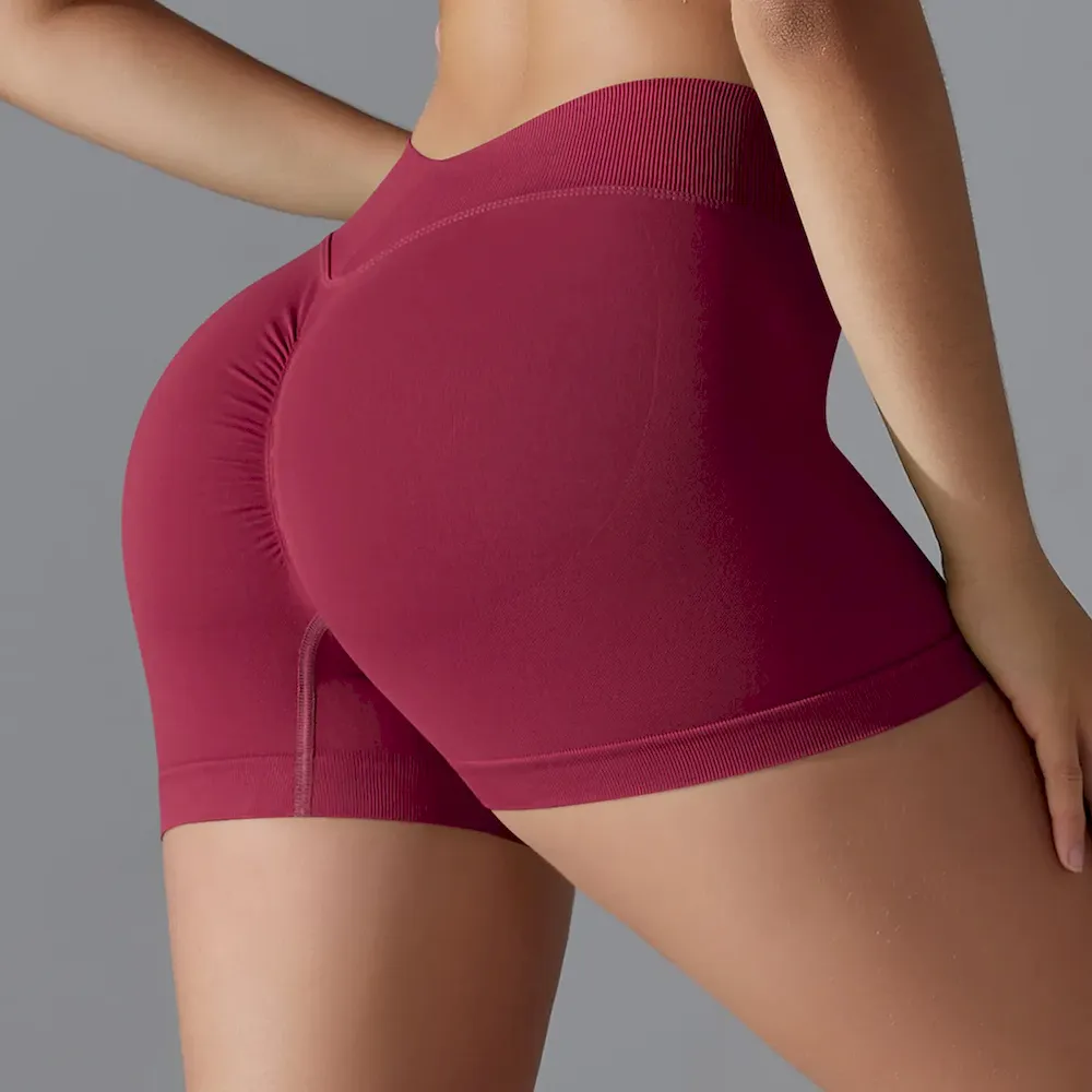 Women Fashion Sexy Solid Color Seamless Tight Yoga Sports Shorts - Image 6