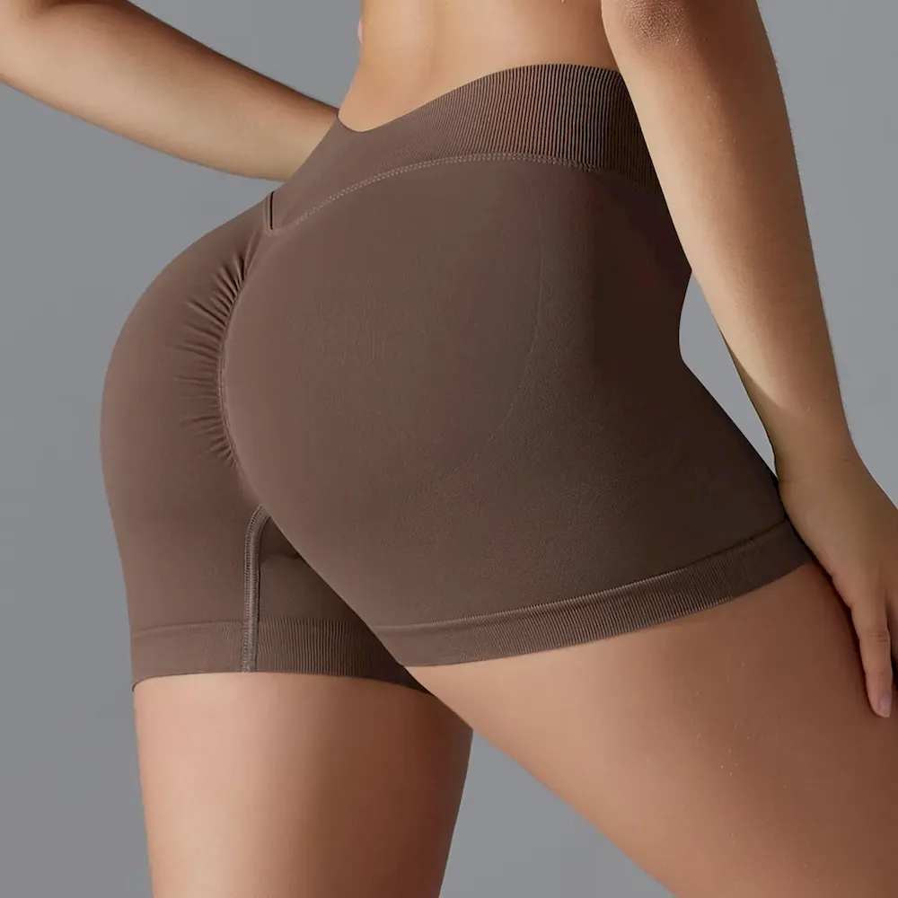 Women Fashion Sexy Solid Color Seamless Tight Yoga Sports Shorts - Image 9