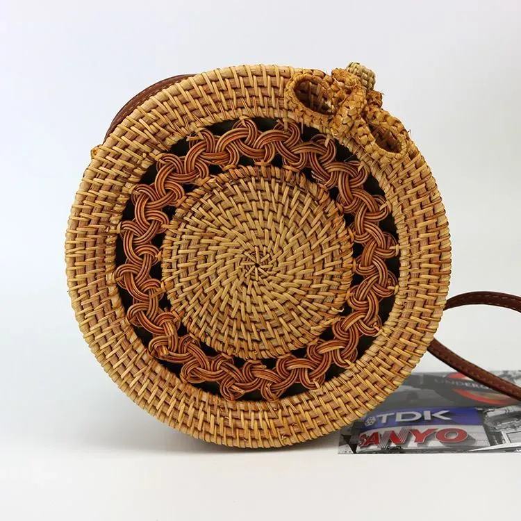 Ethnic Style Woven Rattan Hollow Crossbody Bag