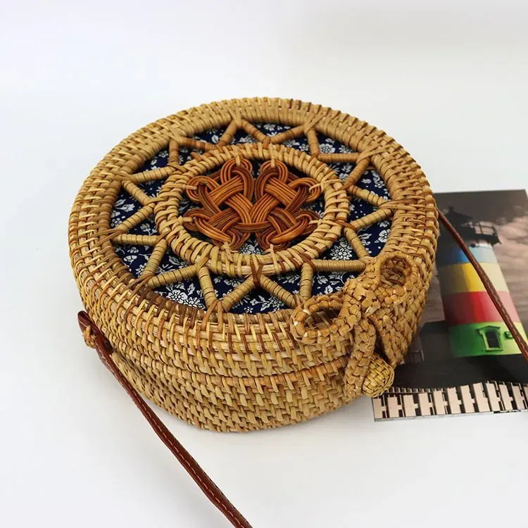 Pastoral Style Woven Rattan Crossbody Bag