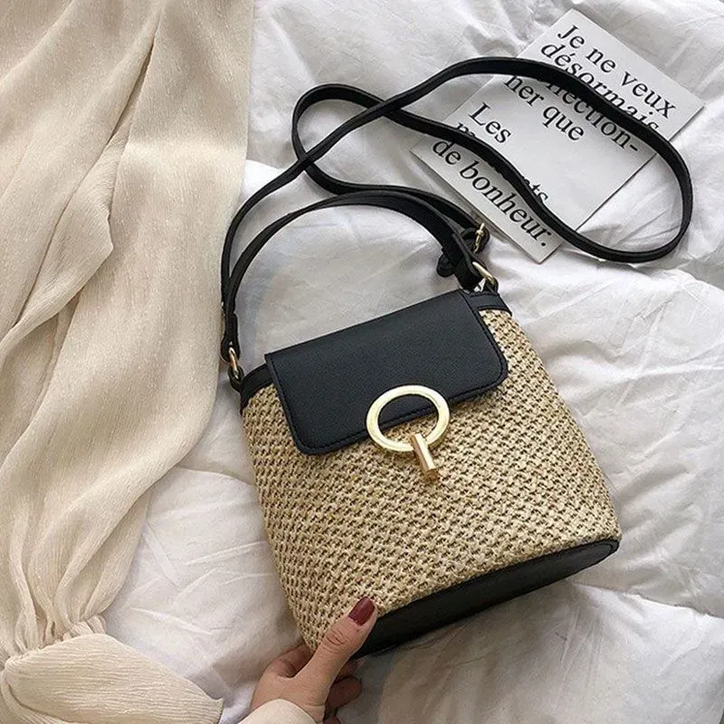 Simple Handmade Straw Woven Crossbody Bag - Image 9