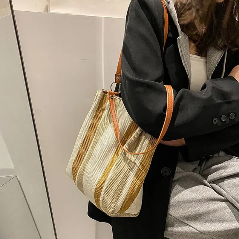 Women Fashion Color Blocking Shoulder Tote Bag - Image 10