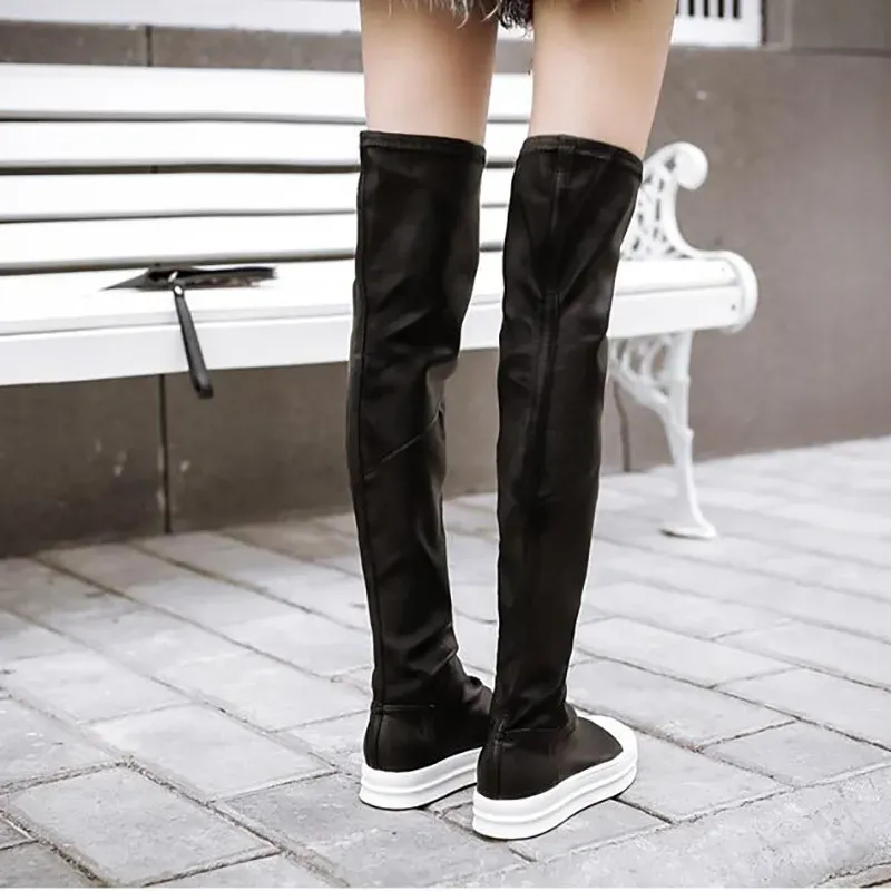 Size:4.5-10 Women Shell Head Design Elastic Over-The-Knee Boots - Image 15