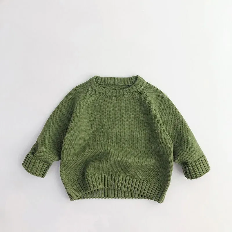 Wholesale Kids Boys And Girls Autumn And Winter Solid Color Round-Neck Long-Sleeve Sweater - Image 8