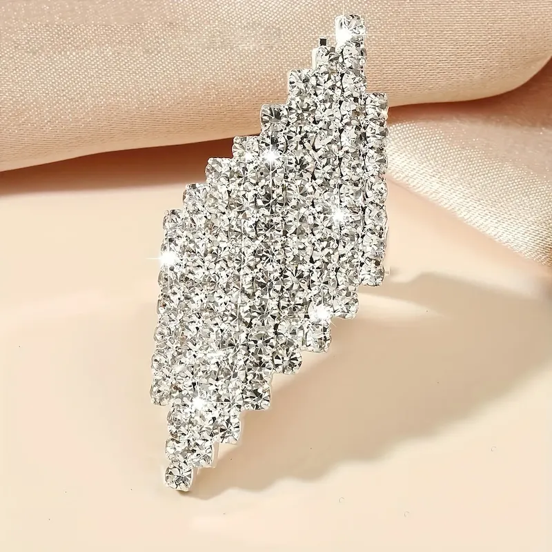 Wholesale Shiny Rhinestone Gemotry Opening Ring - Image 3