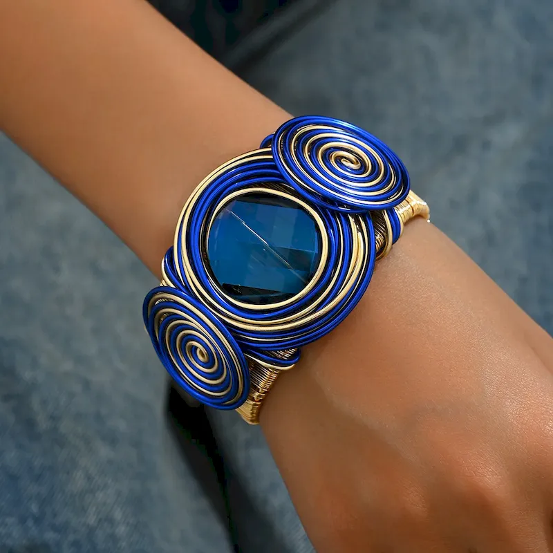 Wholesale Women Fashion Exaggerated Boho Floral Bracelet - Image 4