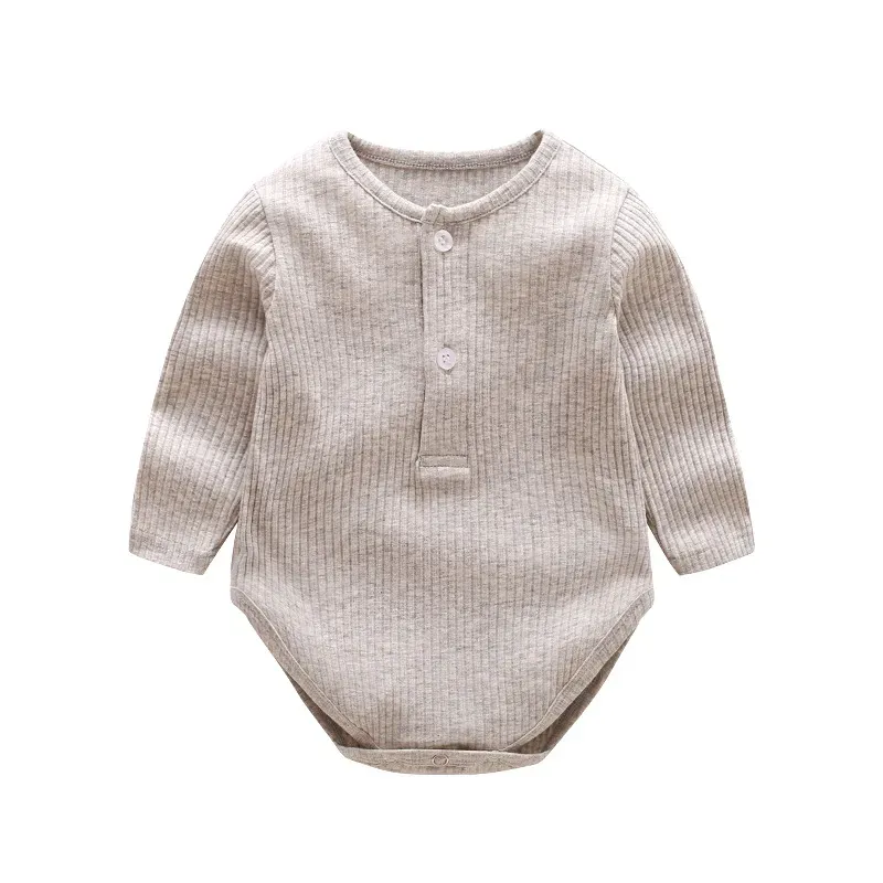 Wholesale Kid Baby Girl Fashion Cute Solid Color Spring And Autumn Round-Neck Long-Sleeve Rompers - Image 9