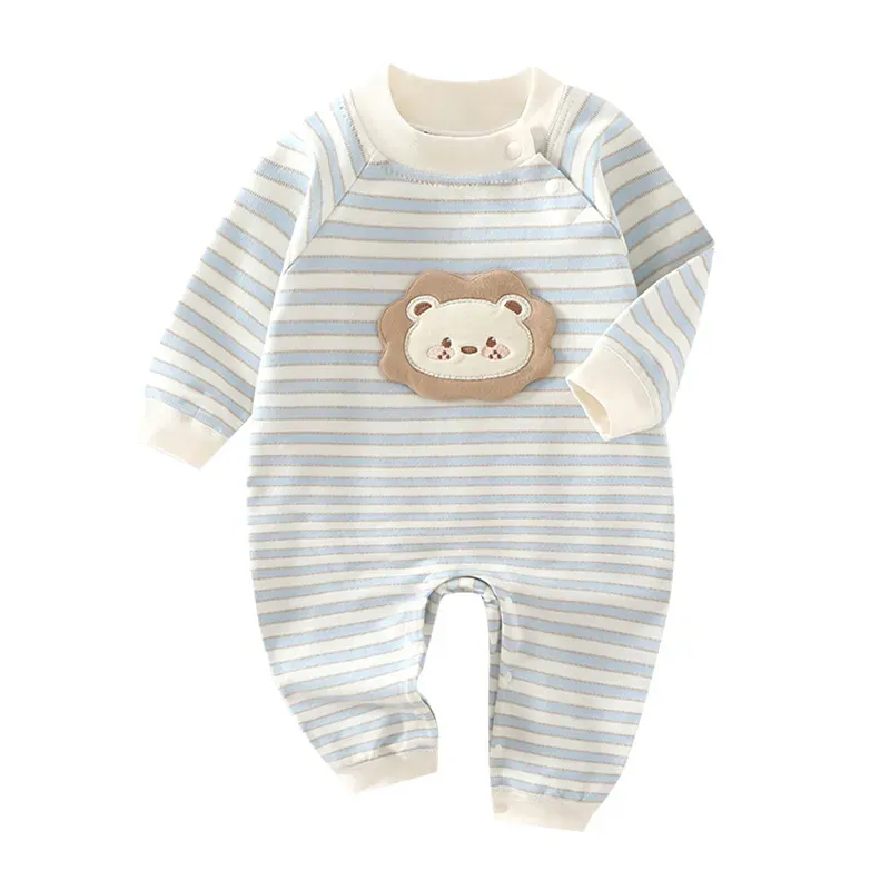 Wholesale Kids Baby Boys And Girls Fashion Autumn Cartoon Stripe Long-Sleeve Jumpsuit - Image 4