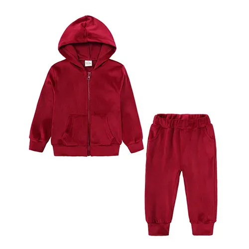 Wholesale Kids Toddler Big Boys Girls Casual Cute Solid Color Plush Long Sleeve Hoodies Trousers Set - Image 5