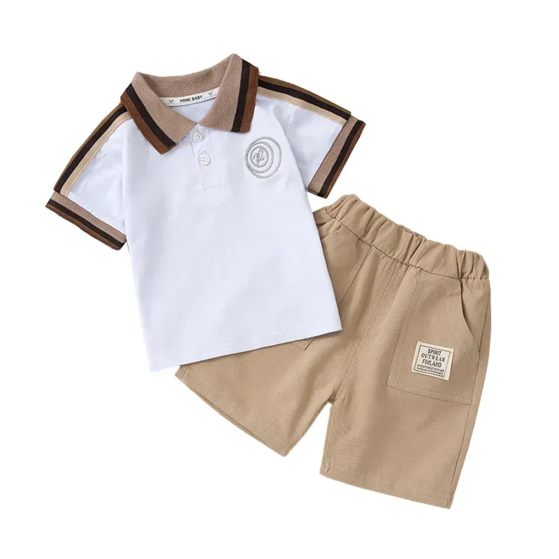 Wholesale Boy'S Fashion Two-Piece Lel Polo Shirt Set - Image 3