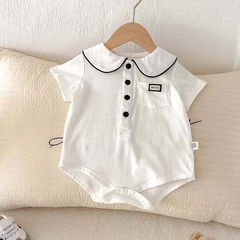 Wholesale Kids Baby Boys Girls Casual Cute Peter Pan Collar Romper