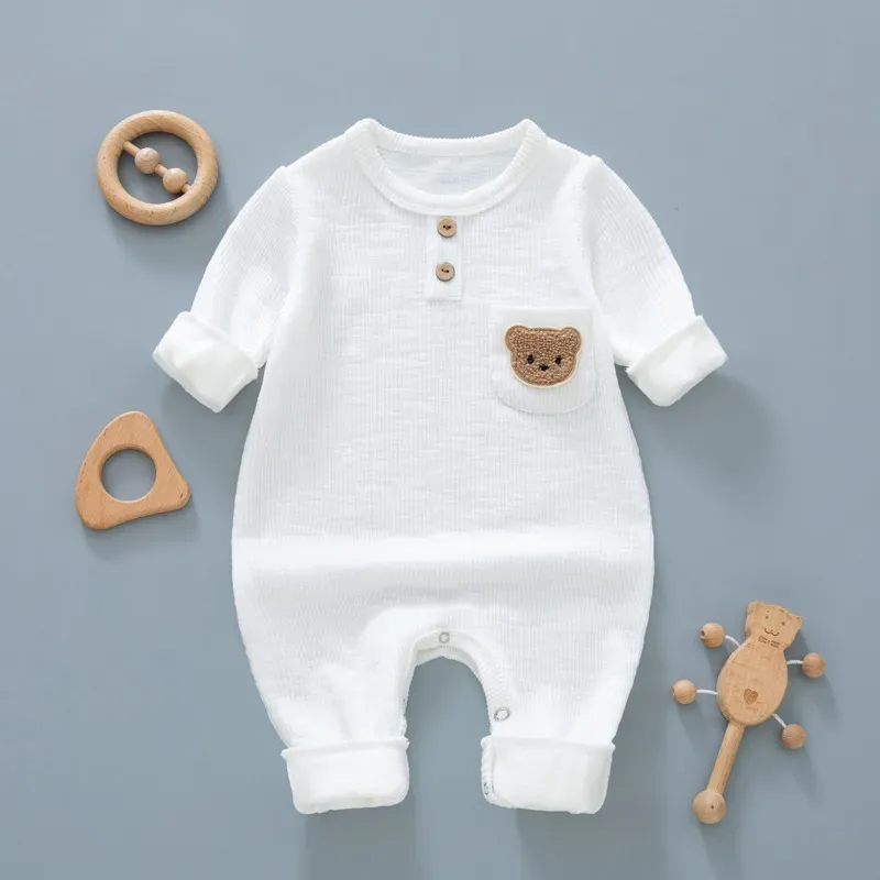 Wholesale Kids Baby Boys Girls Casual Cute Cartoon Bear Long Sleeve Romper - Image 10