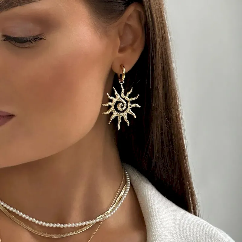Wholesale Women Fashion Simple Alloy Sunflower Earrings
