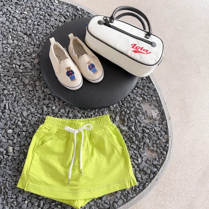 Wholesale Toddler Girls Boys Summer Solid Candy Color Drawstring Shorts - Image 4