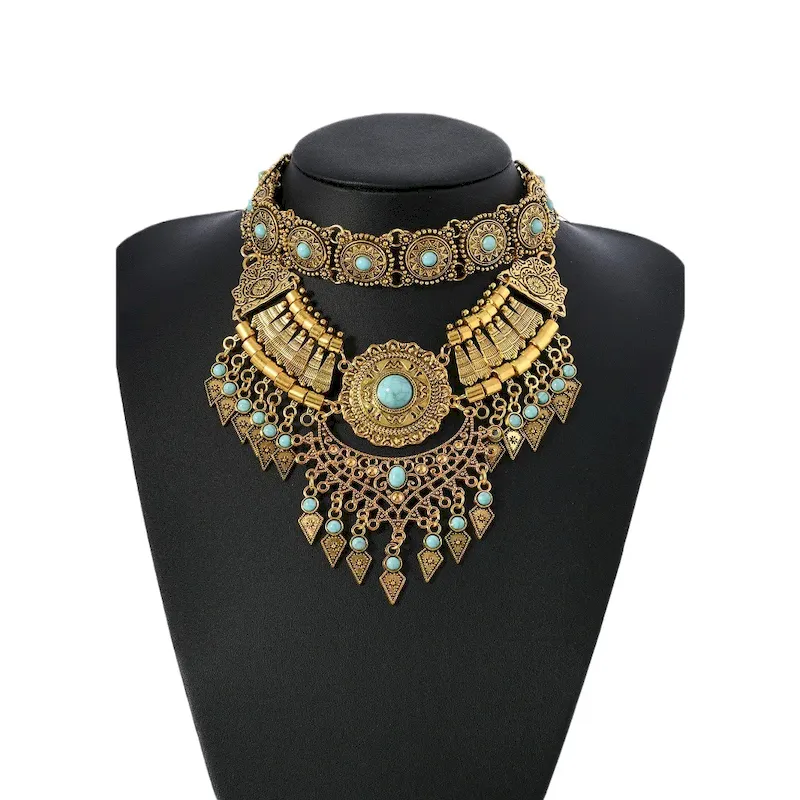 Wholesale Vintage Ethnic Exaggerated Water Drop Tassel Necklace - Image 4