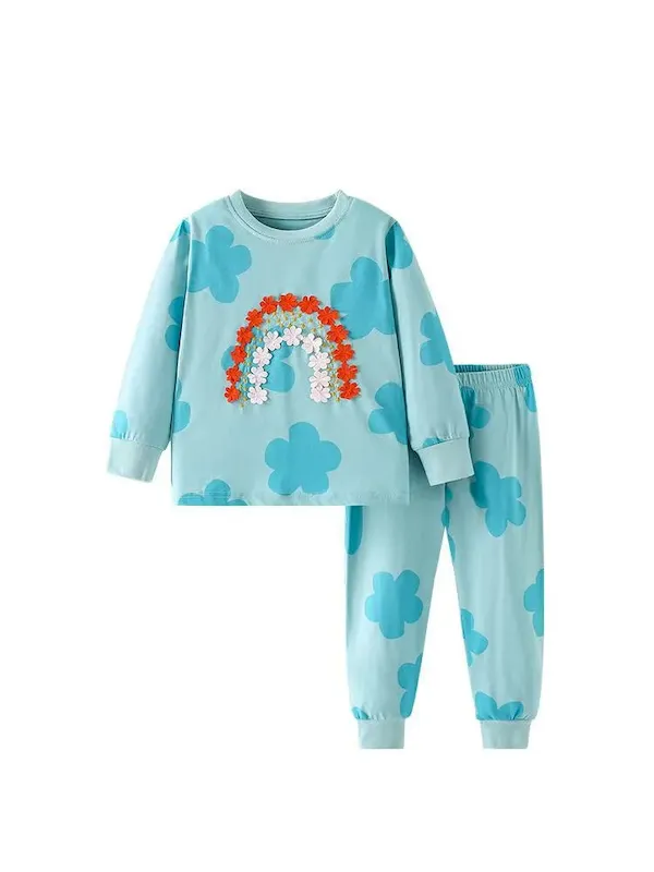 Wholesale Girl Fashion Casual Floral Printed Long-Sleeve Sweatshirt Slim Fit Pants Two-Piece Set - Image 4