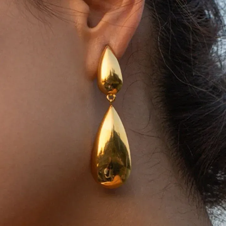 Wholesale Fashion Geometric Water Drop Design Stainless Steel Earrings