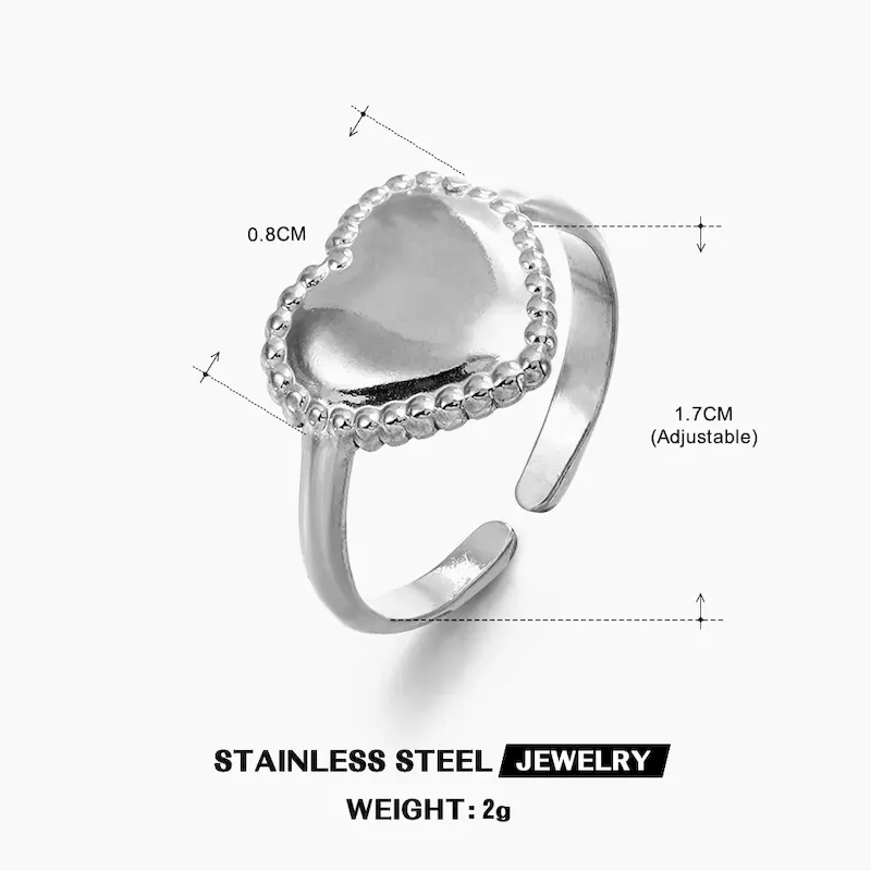 Wholesale Simple Fashion Stainless Steel Heart Ring - Image 16