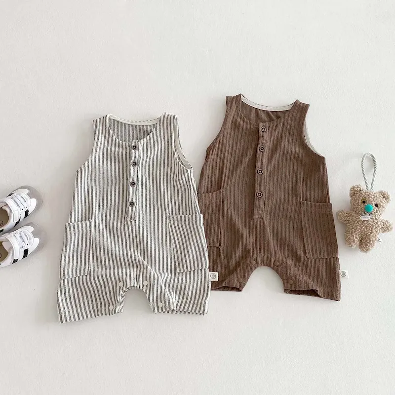 Wholesale Kids Baby Boys Casual Cute Stripe Romper - Image 3