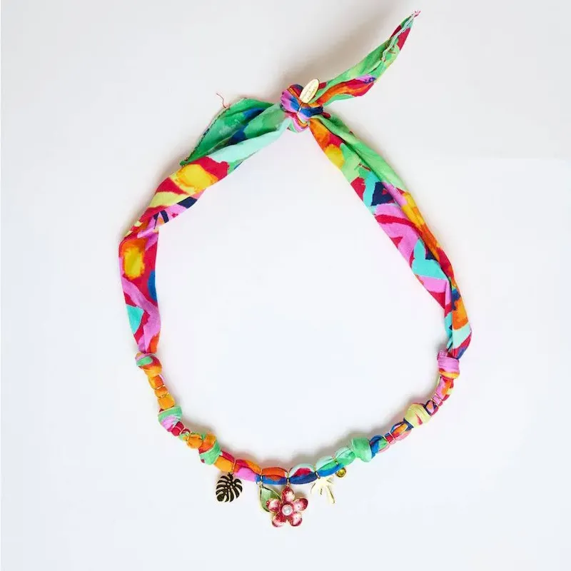 Wholesale Beach Series Necklace Marine Life Multicolor Floral Shell Pendant Silk Scarf Cloth Strip Necklace - Image 5