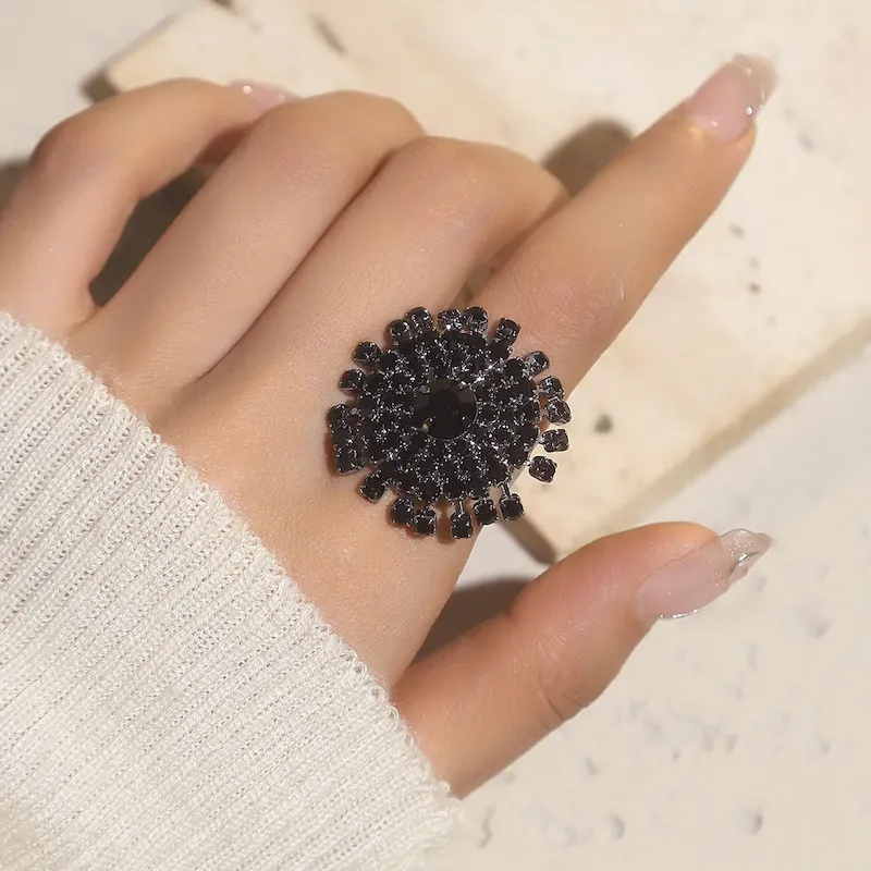 Wholesale Shiny Rhinestone Gemotry Opening Ring - Image 20