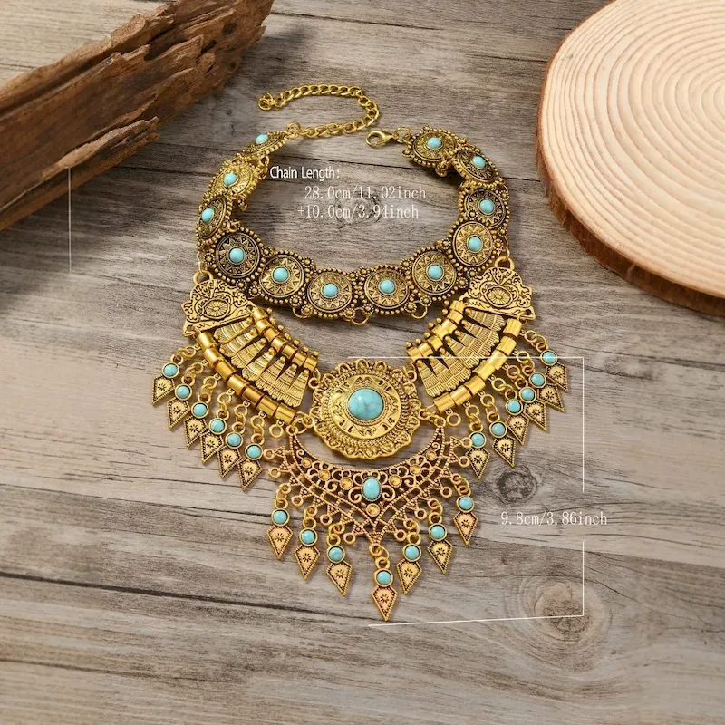 Wholesale Vintage Ethnic Exaggerated Water Drop Tassel Necklace - Image 3