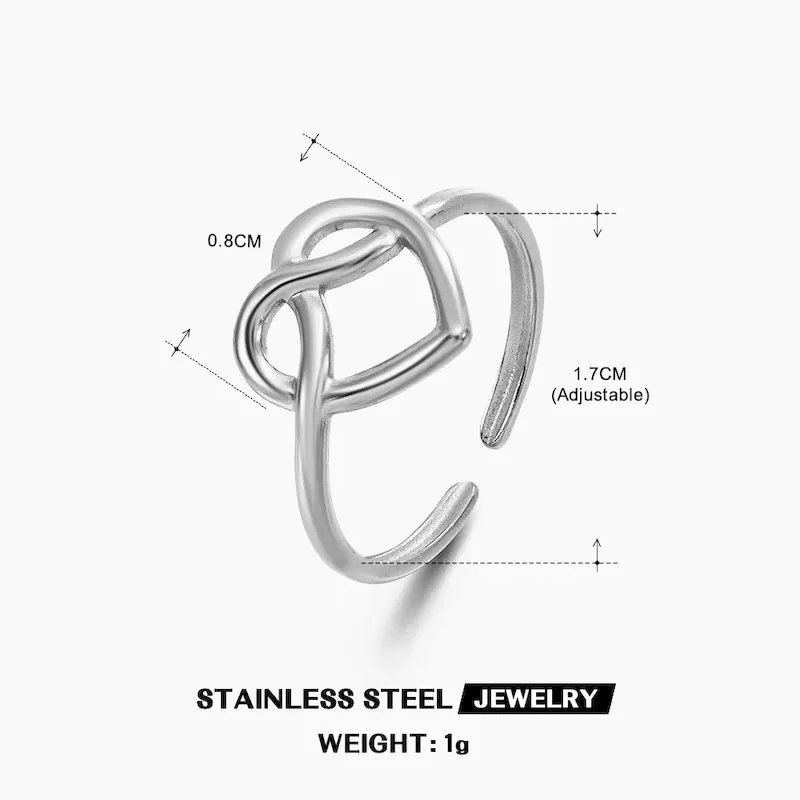 Wholesale Simple Fashion Stainless Steel Heart Ring - Image 18