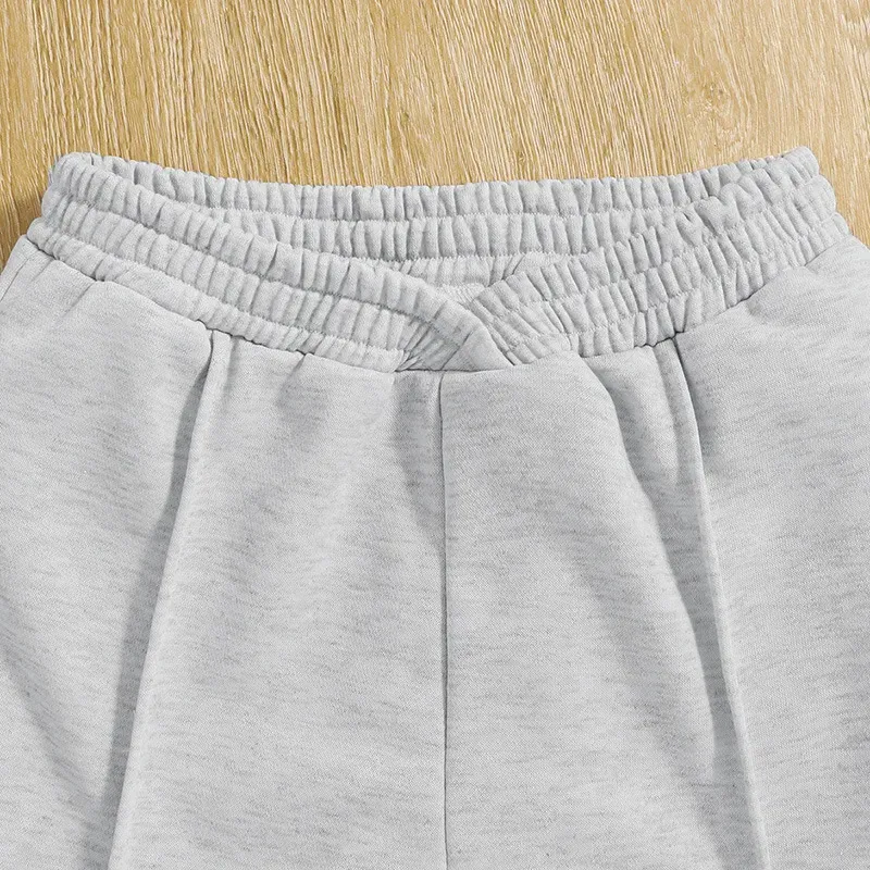 Wholesale Kids Girls Fashion Casual Solid Color Long-Sleeve Sweatshirt Wide-Leg Pants Two-Piece Set - Image 4